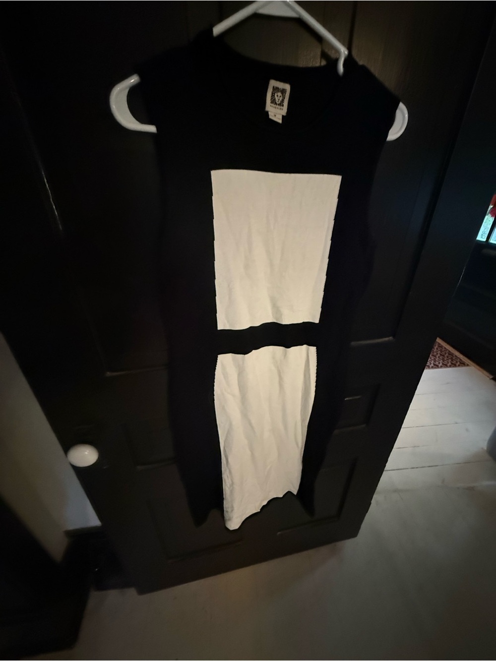 Anne Klein Black Midi Dress with White Block Panels